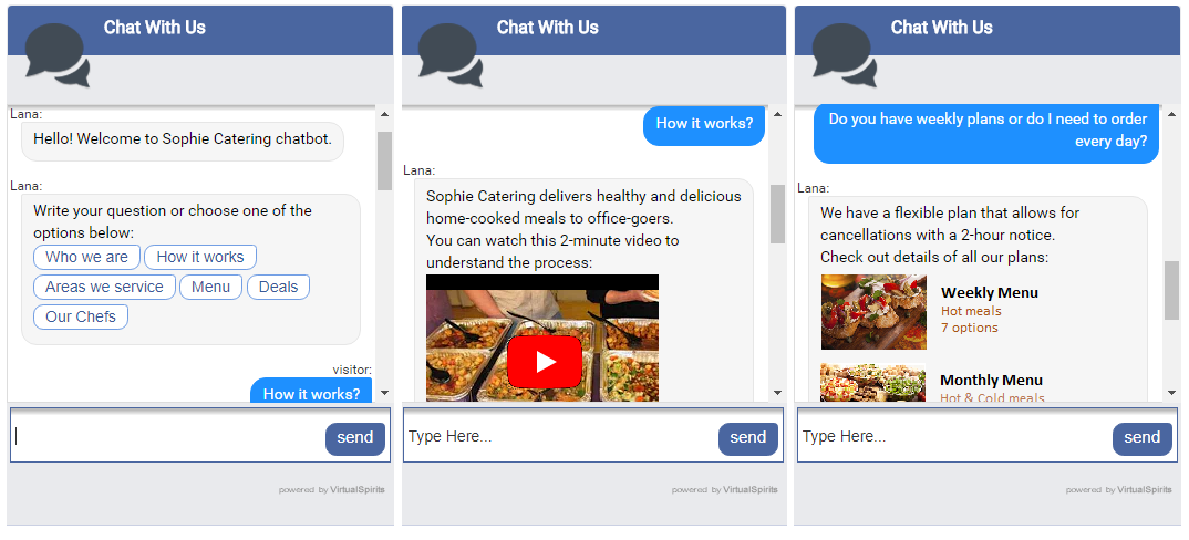 chatbot for catering service