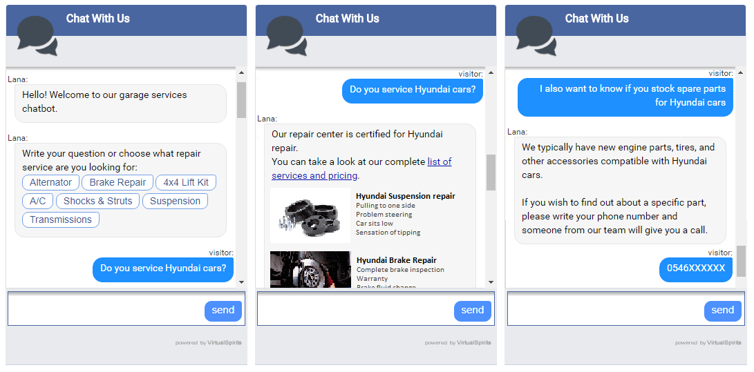 chatbot cars maintenance services