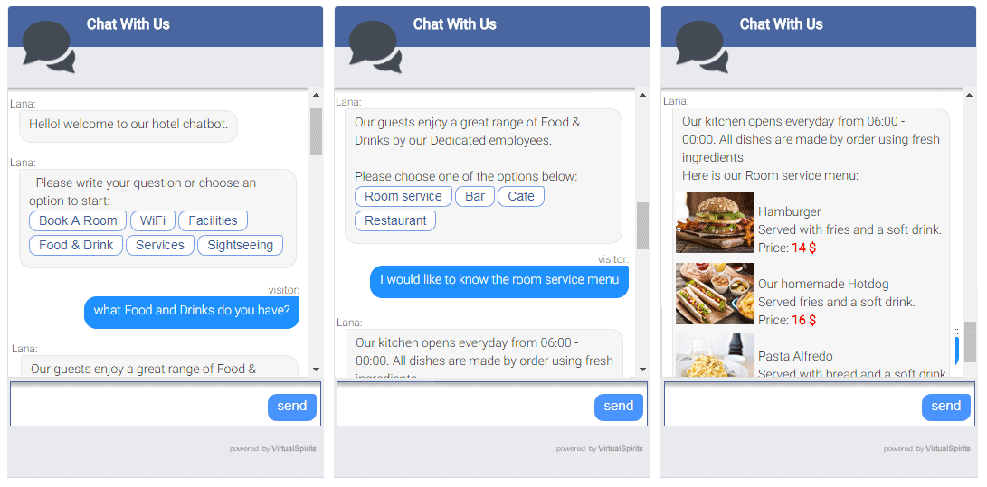 Chatbot for Hotel services