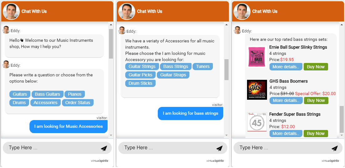 ecommerce chatbot music store