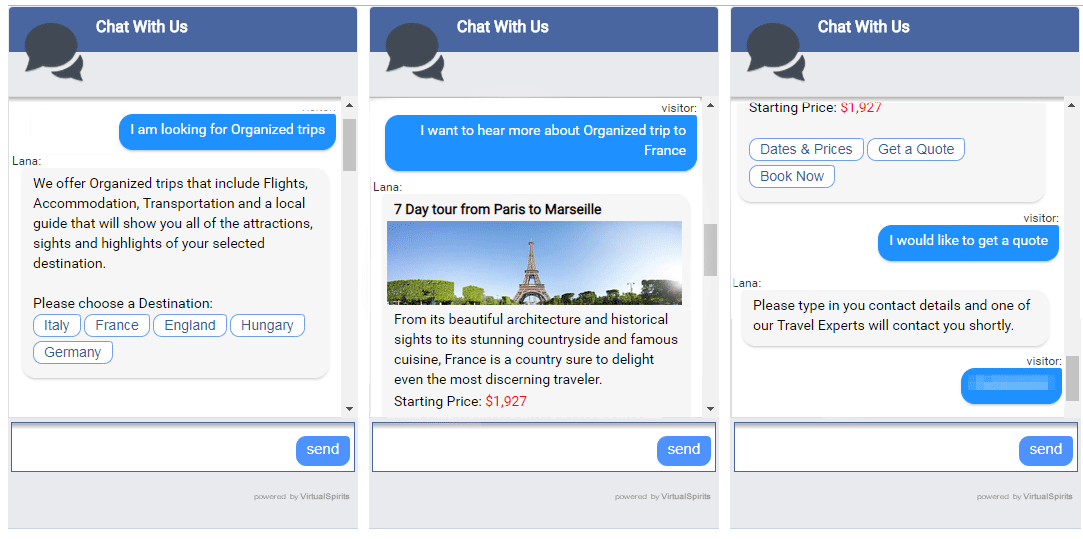 travel chatbot packages