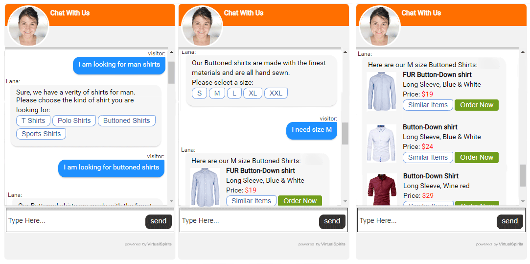 website chatbot for store