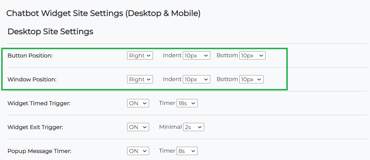 changing position on website