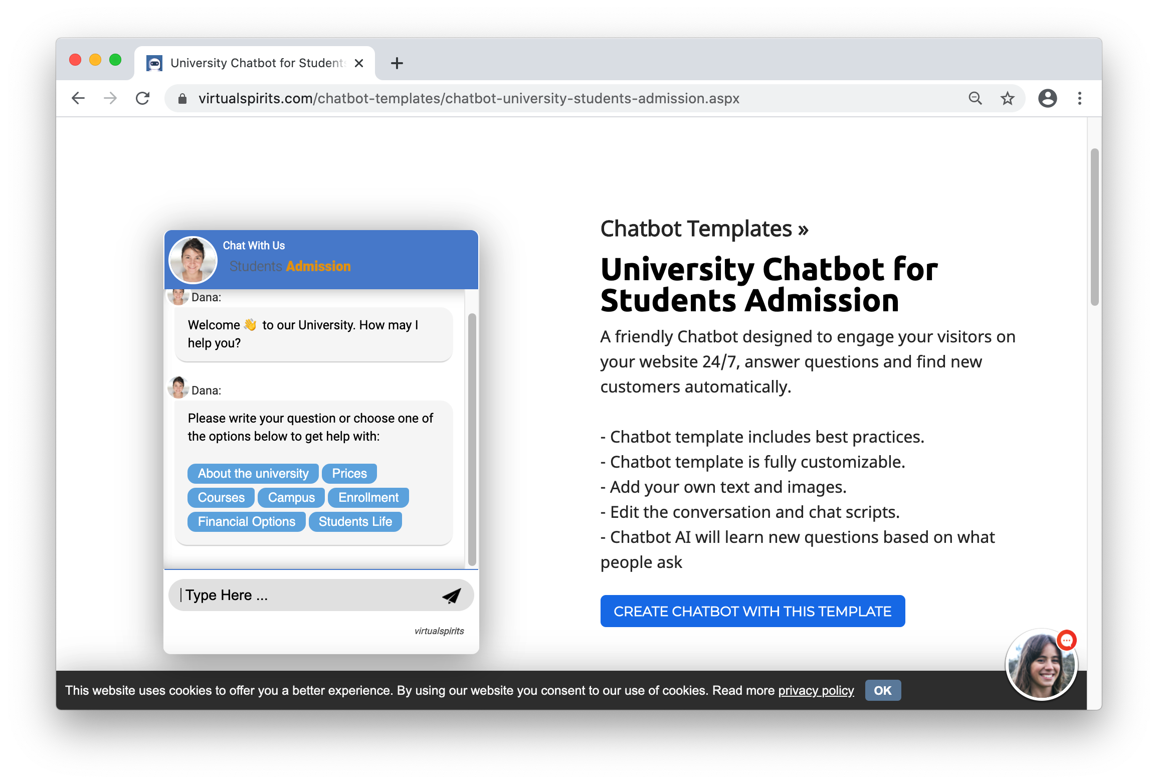 create a chatbot from template