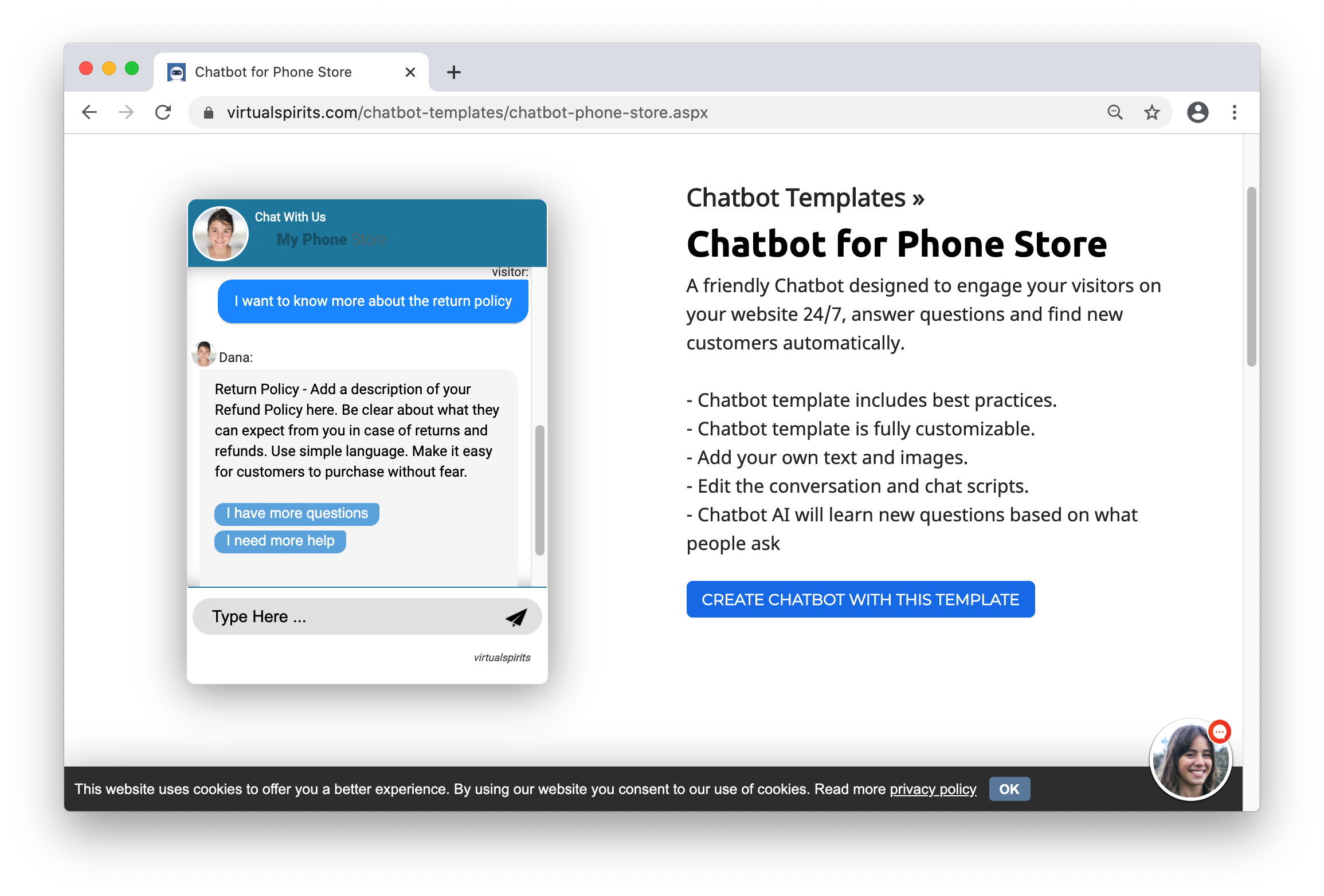 create a chatbot from template
