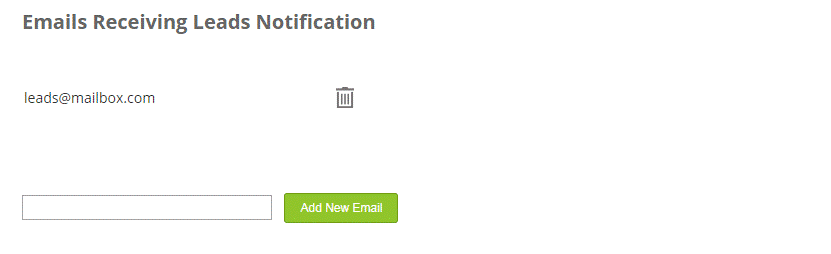 email addresses for leads notifications