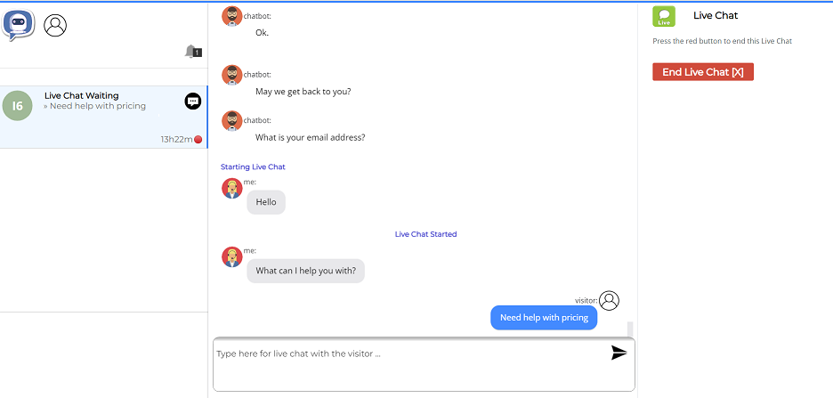 live chat and chatbot
