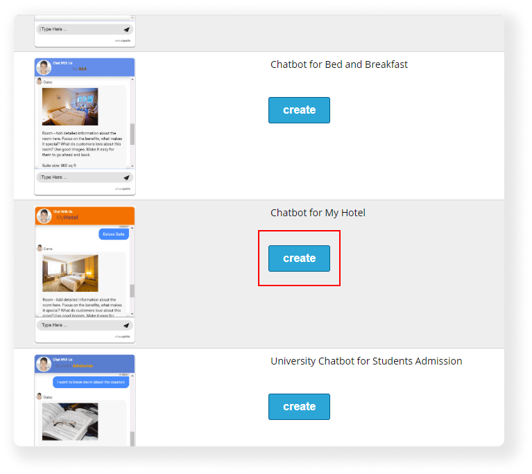 multi account create new chatbot