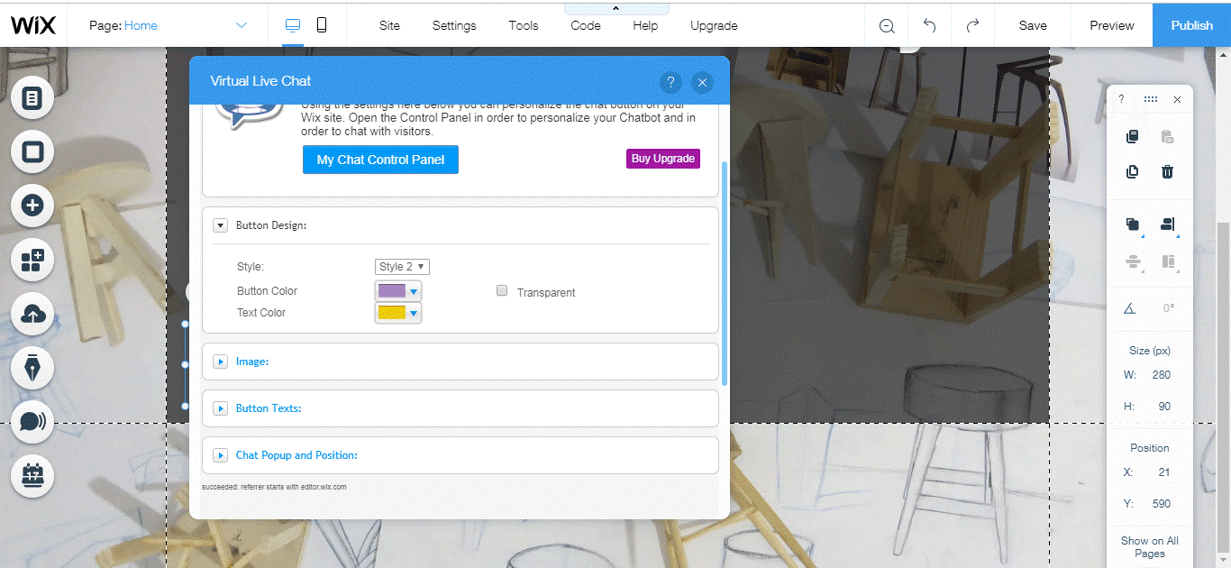 wix app changing button color