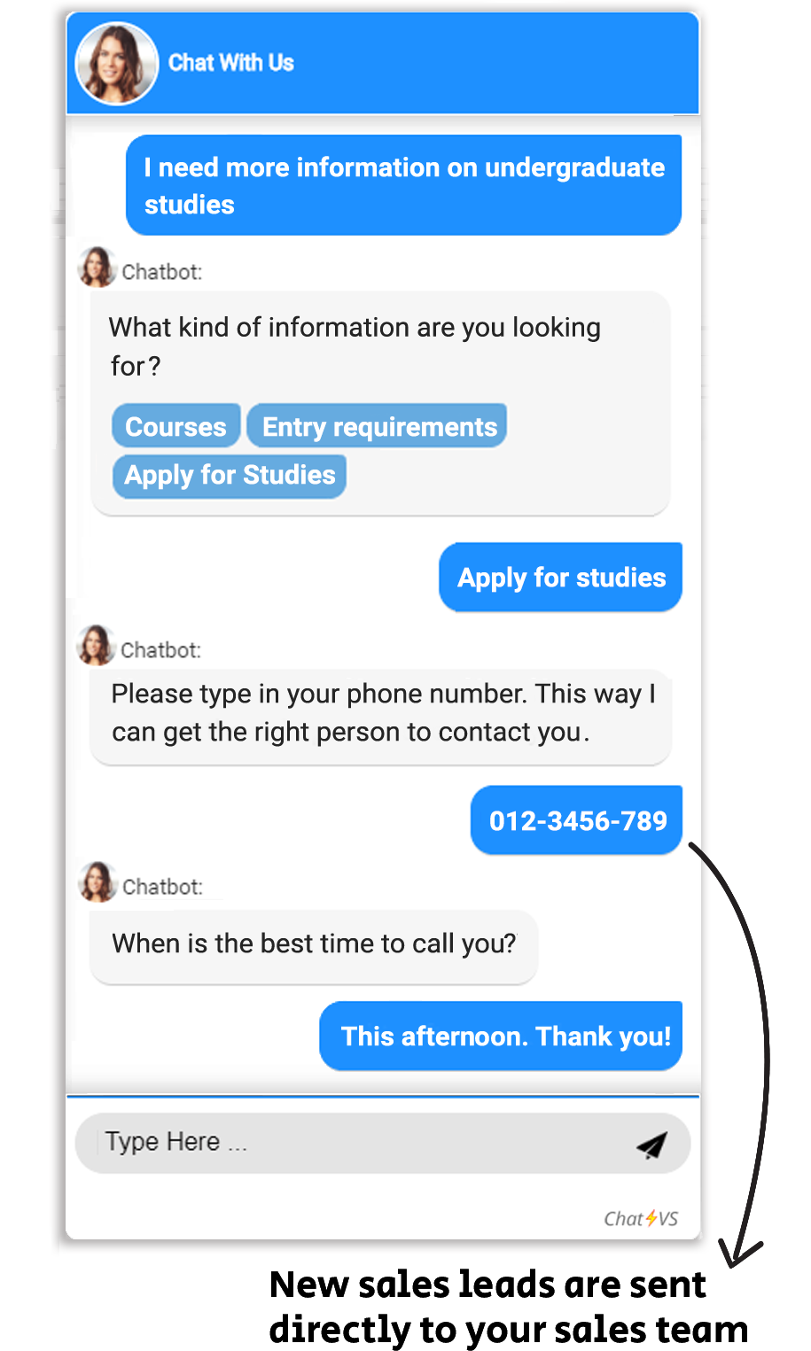 lead generation chatbot for universities