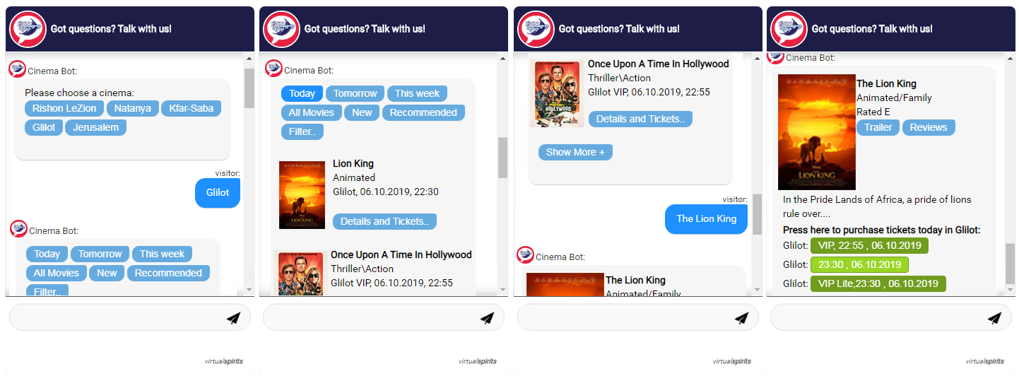 Chatbot voor cinema city Filmtheaters