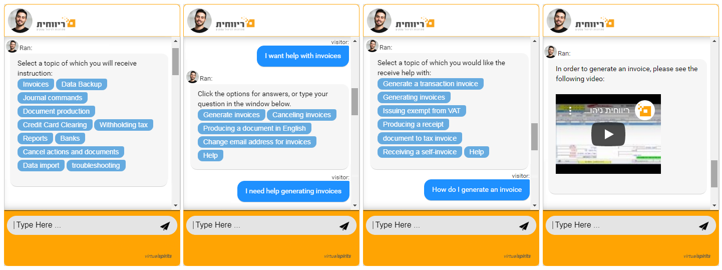 Chatbot for Rivhit customer care